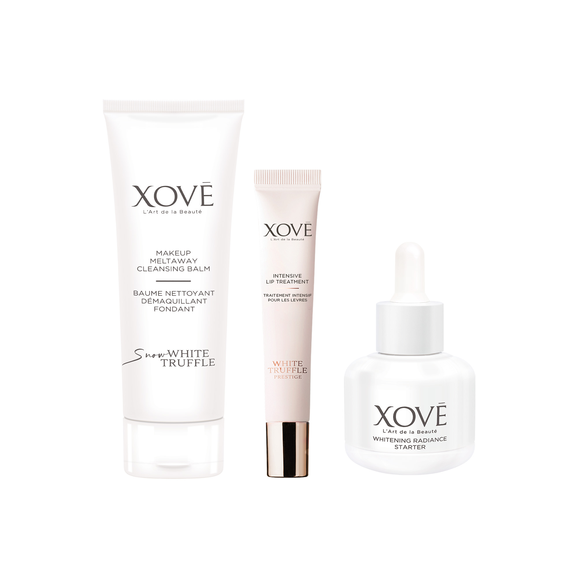 <small>Makeup Meltaway Cleansing Balm 100ml<br>Intensive Lip Treatment 10ml<br>Snow White Whitening Radiance Starter 30ml<br>(Worth: $1,580)</small>