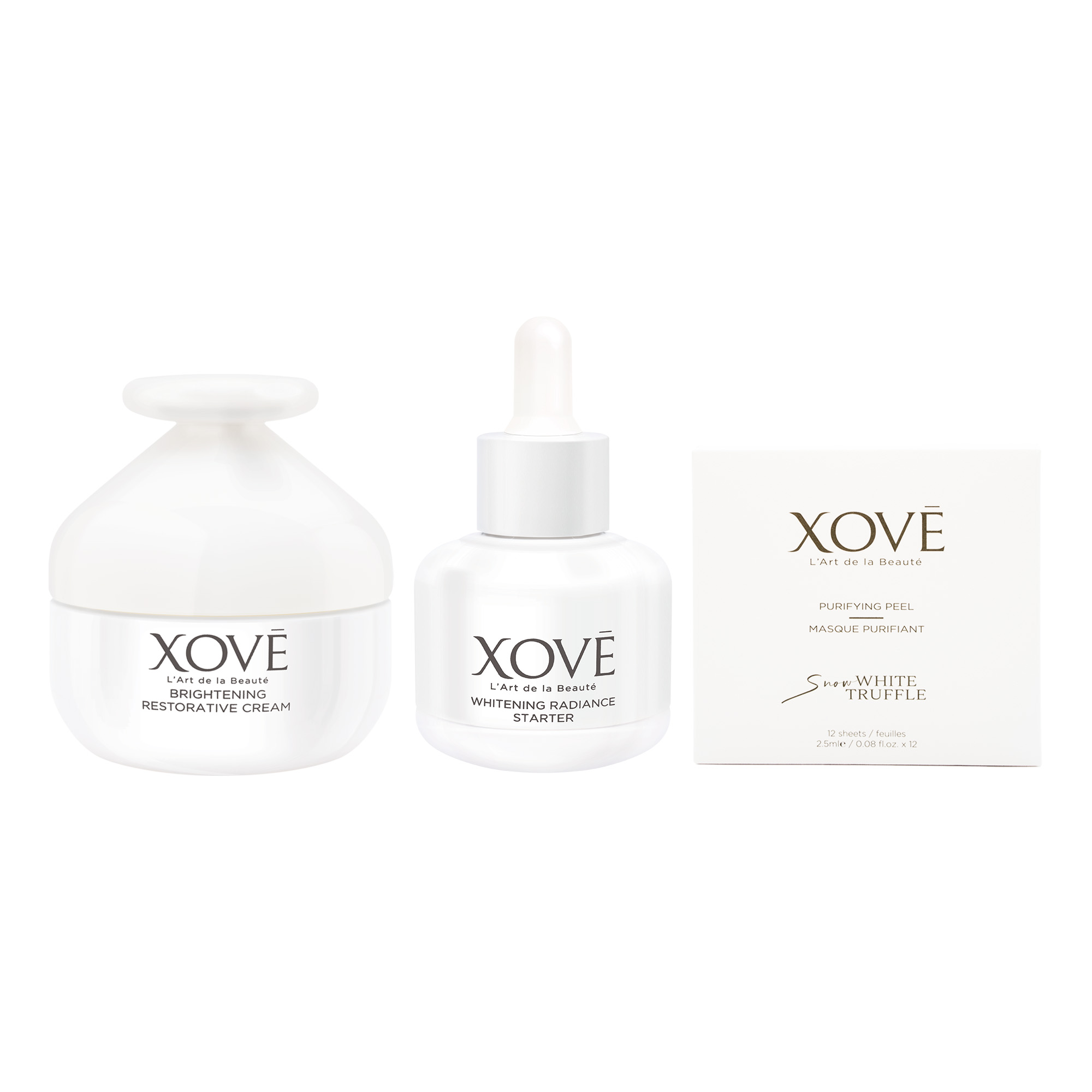 <small>Whitening Radiance Starter 30ml<br>Brightening Restorative Cream 50ml<br>Purifying Peel 2.5ml x 12pcs<br>(Worth: $1,680)</small>